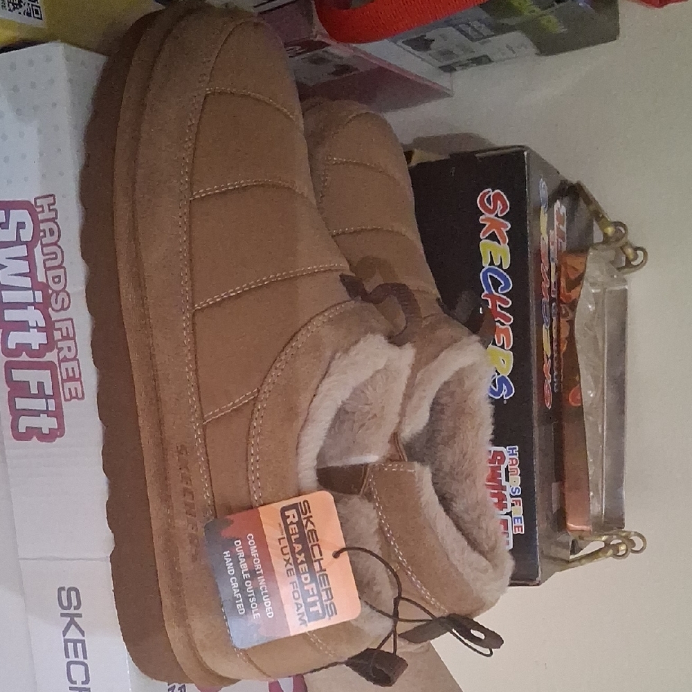 Skechers Tan Plush Slippers